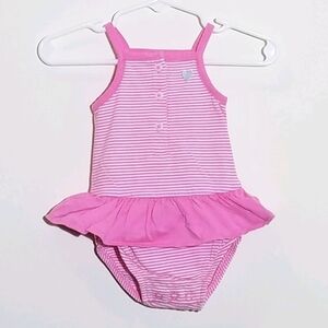 Carter's Heart Striped Bodysuit Skirt Onesie 3m
